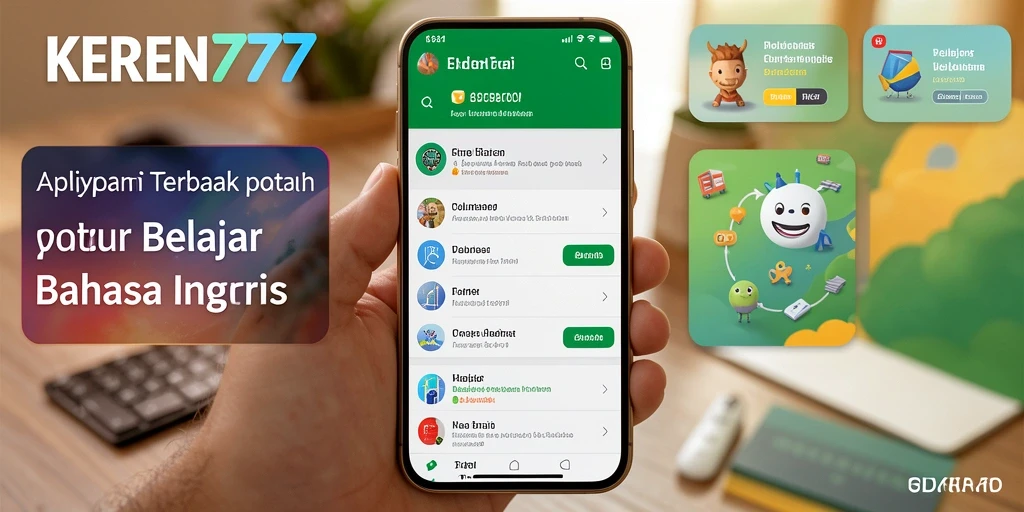 Screenshot antarmuka KEREN777 untuk belajar Bahasa Inggris.