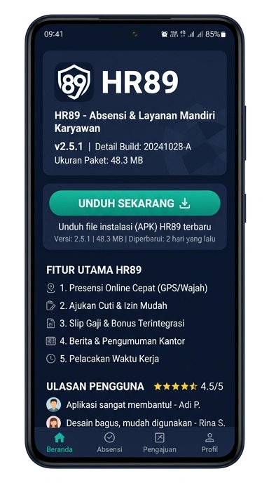 Tampilan halaman APK hr89