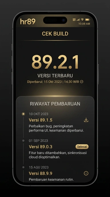 Tampilan riwayat versi hr89